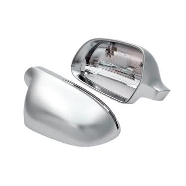 Imagem de 1 par de capas de espelho retrovisor cromadas foscas compatíveis com Audi A4 S4 B8 A6 C6 09-11, A3 Q3 A5(NO Hole)