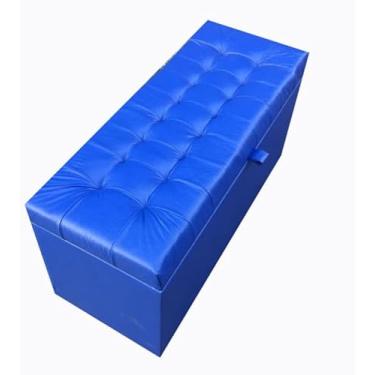 Imagem de Banqueta Decorativa Com EspaçO De Armazenamento - FáCil Acesso(Azul Royal Corino,Pés em PVC)
