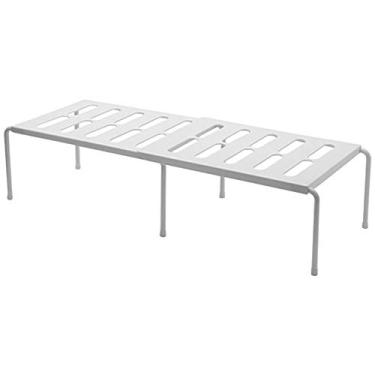 Imagem de Organizador de armazenamento em prateleira gabinete expansível e empilhável para despensa cozinha contador itens diversos com furos drenagem alto-ABS economia espaço amplamente aplicável