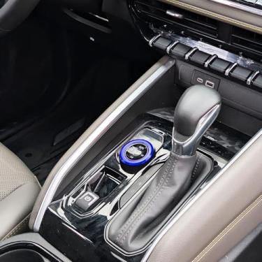 Imagem de BORUIEN Capa de botão 4WD para Chevy Colorado 2024 2025 2026 acessórios internos capa de interruptor de tração nas quatro rodas console central decoração de anel de alumínio (azul, modelos 2WD)