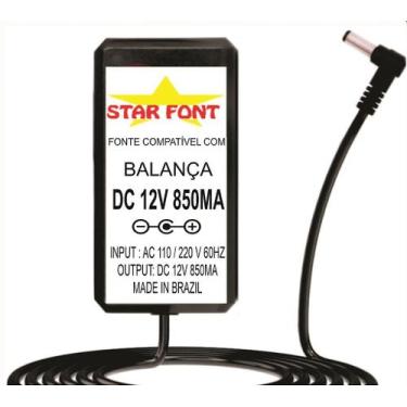 Imagem de Fonte DC 12V para Balança Filizola CS15 EA-15 - Bivolt 850mA - Starfon