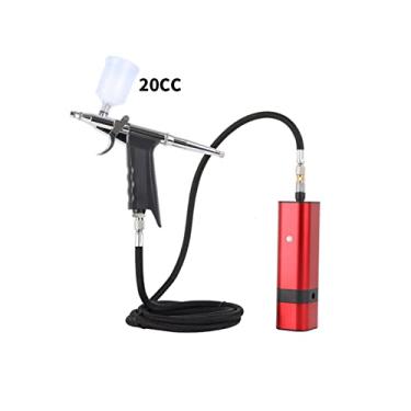 Imagem de Kit de Airbrush Recarregável com Gravidade Gatilho Tipo Pistola de Pulverização para Modelo de Arte Pintura Corporal Artista Maquiagem Nape Tattoos Bolo Ferramentas(TM80S Red H)