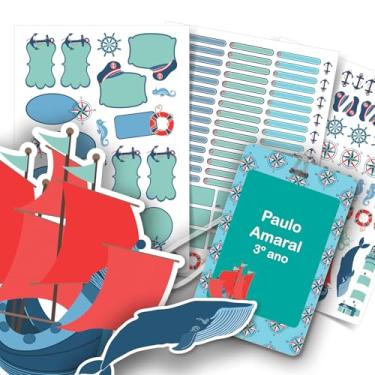 Imagem de Etiqueta Escolar Menino com TAG + Caneta (Náutico, Etiquetas + 1 TAG de Mochila)
