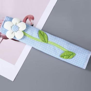 Imagem de 1 peça capa de alça de pano de flor capa de maçaneta de geladeira de algodão luvas de alça de geladeira (azul)