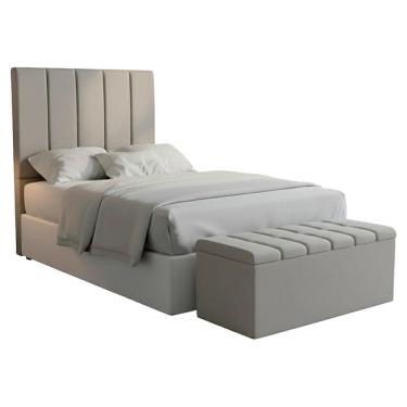 Imagem de Cabeceira e Recamier Bau Solteiro 90 cm Dalia Linho Artte