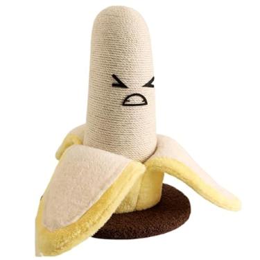 Imagem de Arranhador para Gatos Banana com Corda de Sisal Substituível e Brinquedo Cogumelo Espaços Pequenos Brincadeira Multifuncional Poste Arranhar Morder Brincar Sozinho Materiais Naturais Design Divertido