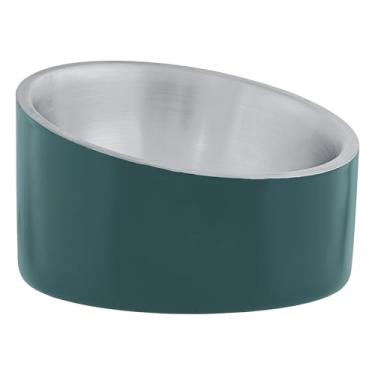 Imagem de Master Pet Supply Tigela inclinada de aço inoxidável para ração para cães e gatos - 473 ml resistente - Mar Esmeralda, isolamento de parede dupla, tigela elevada antiderrapante para buldogues