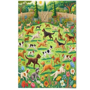 Imagem de Quebra-cabeças de cães brincalhões parque jardim 500 peças para adultos família presentes elefante branco paisagem paisagem animal bonito arte floral, 500 peças, 52 cm x 37,8 cm