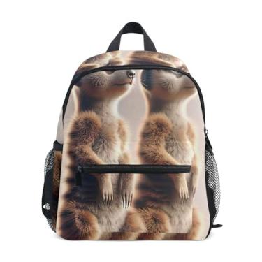 Imagem de GAIGEO Meerkats Cute Animal Kids Small Backpack with Whistle, 2 Bottle Pockets, Lightweight, Back to School Backpacks 10x4x12 In, for Ages 3-8