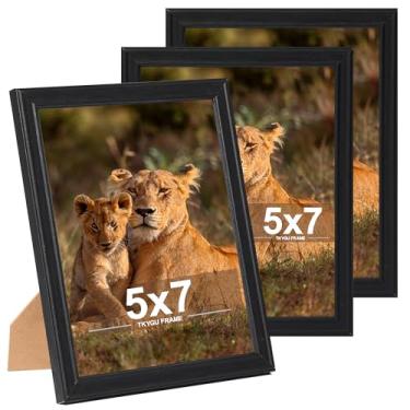 Imagem de TKYGU Conjunto de 3 porta-retratos 12 x 17 cm, moldura de estilo moderno preta, suporte de mesa ou parede melhor presente