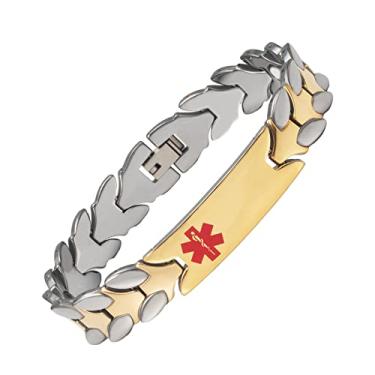 Imagem de Pulseira magnética feminina de aço inoxidável YINOX Jewelry 21,5 cm 13 mm