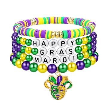 Imagem de CSIYANJRY99 Pulseiras para mulheres e homens, acessórios para o festival do dia de São Patrício, roupas Heishi com contas elásticas, esportivas, pulseiras empilháveis, Medium, Miçangas, Sem Pedra