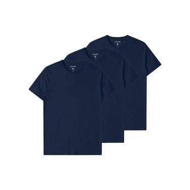 Imagem de Kit com 3 Camisetas Masculina Malwee 1000015037 Azul Marinho-Masculino