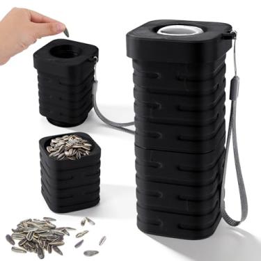 Imagem de Copo para Cuspir Sementes Girassol, Impresso em 3D Design 2 em 1 Portátil Copo Cuspidor Sementes Girassol com Armazenar e Cascas Suporte para Viagens Carro e Jogos Beisebol (Preto)