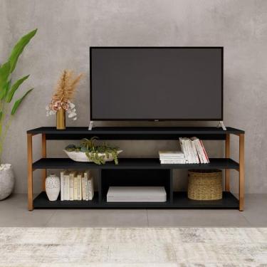 Imagem de Rack Home Luxuosa Para Sala De Estar Preto / Bronze - Lcn Moveis
