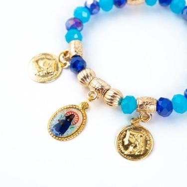 Imagem de Pulseira Santa Sara Medalha Foto e Moedas Cristal e Silicone - Lua Mís