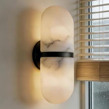 Imagem de Luminária De Parede Com Imitação De Mármore, Arandela Moderna De Resina Natural, Luminária De Parede Com Texturas Exclusivas De Pedra Orgânica, Luminária De Parede Com Resina Marmorizada Par