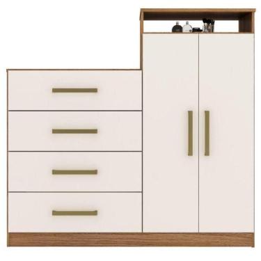 Imagem de Cômoda Demobile 2 Portas 4 Gavetas Aurea Amendola/off Wh - DEMÓBILE