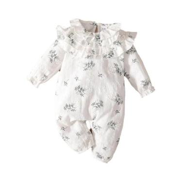 Imagem de Macacão Para Bebê Menina 0-12 Meses, Body De Manga Longa Com Faixa De 