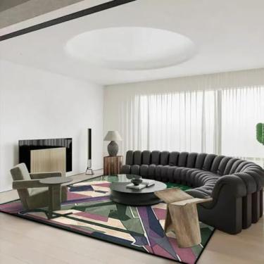 Imagem de Tapetes decorativos estilo casa, sala de estar, antiderrapantes, laváveis, para sala de jantar, macios e personalizáveis, para sofá e mesa (5,2 x 6,5 pés (160 x 200 cm)/JH023-Flannel-3)