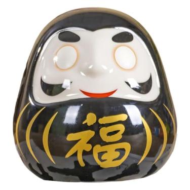 Imagem de Kuntesetty Estátua/Escultura de Boneca Daruma Japonesa para Restaurante, Casa, Estante ou Mesa, Preto