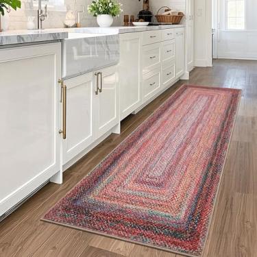 Imagem de GarveeHome Tapetes de corredor de 5 x 15 cm para corredores, lavável, trançado, estampado, com suporte antiderrapante, tapetes de pelo baixo, para quarto, entrada, cozinha, colorido