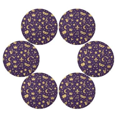 Imagem de Wassud Jogo americano conjunto de 6 tapetes de mesa redondos dourados para cozinha e jantar tapetes laváveis resistentes ao calor para decoração de mesa 39 cm