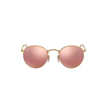 Imagem de Óculos de Sol Ray-Ban Round Metal 0RB3447 112/Z2 Tam 50 / Ouro - Lentes Rosa Espelhado