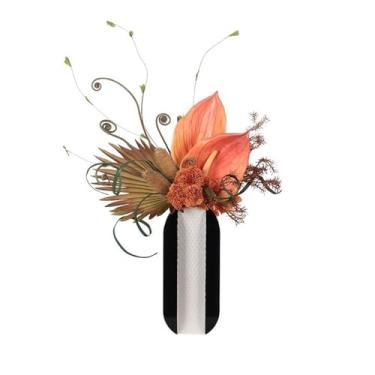 Imagem de CFGH6FDF Conjunto de arte de flores artificiais para festas, mesa de jantar, café, arranjo falso, vaso de metal irregular, criativo (2)