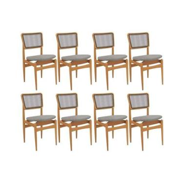 Imagem de Kit 8 Cadeiras Sala Jantar Stela 1CMM013CA Premium Madeira Maciça 8 Un