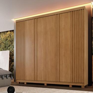 Imagem de Guarda-roupa Benetil Arezzo 6 Portas Cinamomo Ripado