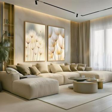 Imagem de Conjunto 2 Quadros Decorativos com Moldura Caixa Dente Leao Suave  par