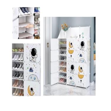 Imagem de Organizador Infantil 12 Portas Armário Modular Sapateira Brinquedos Prateleiras