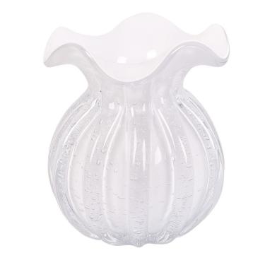 Imagem de Vaso De Vidro Murano Flor Plantas Arranjos Branco Leitoso Trouxinha 10x11cm Lemis