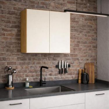 Imagem de Armário Aéreo Suíça 2 Portas Cozinha Branco Nature Off White Cor:Natur