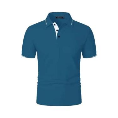 Imagem de Camisa Polo Masculina Oversize Clássica De Manga Curta Leve Em Cor Sól