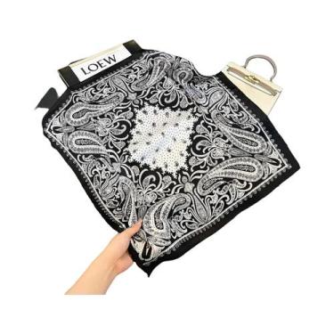 Imagem de Lenço Quadrado De Cetim Macio Com Estampa Paisley Houndstooth De Luxo 