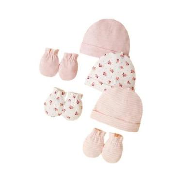 Imagem de Conjunto De Chapéus E Luvas De Algodão Para Bebês Meninas, Macio E Con