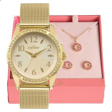 Imagem de Relógio de Pulso Feminino Condor CO2036MWG/K4D Colar e Brincos-Feminino