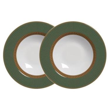 Imagem de Jogo 2 Pratos Fundo Celebrate Verde Plus Cerâmica Alleanza 25 cm