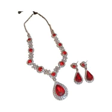 Imagem de Conjunto De Colar E Brincos De Cristal Com Strass Brilhante Para Mulhe