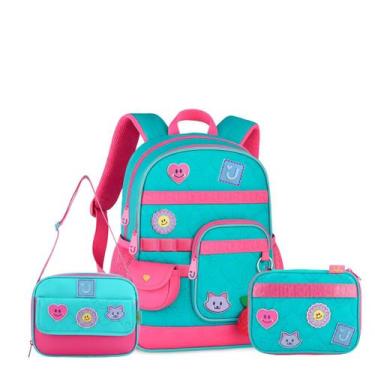 Imagem de Kit Mochila De Costas Lancheira Estojo JuJu Teófilo Infantil, Verde