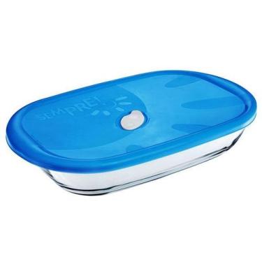 Imagem de Assadeira retangular c/ tp 3,0l sempre - NADIR, Transparente e Azul