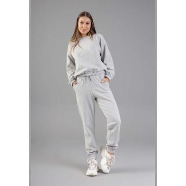 Imagem de Calça Básica em Moletom Feminino Adulto Just Basic, Cinza, GG