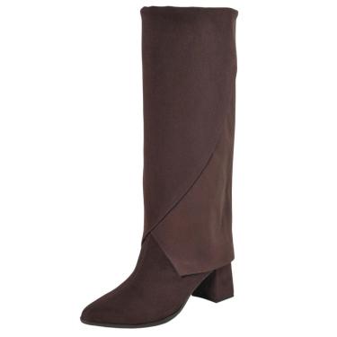 Imagem de Bota Feminino Conforto Camurça Salto Bloco Medio Via Marte