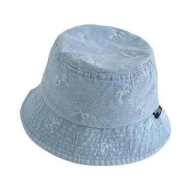 Imagem de Chapéus De Pescador De Denim Para Crianças Com Padrão De Laço Para Pri