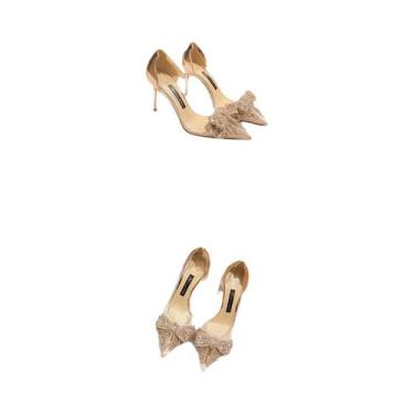 Imagem de Sandálias Transparentes De Salto Alto Com Laço De Pérola Branca Para M