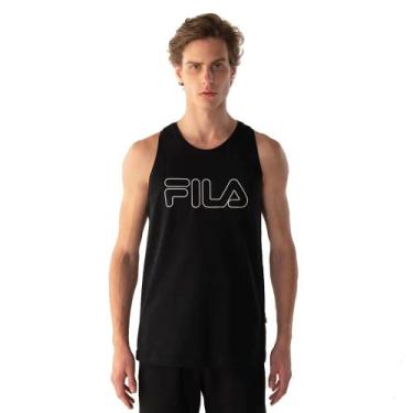 Imagem de Regata Masculina Fila Letter Outline Preto/branco, Preto, Branco, G