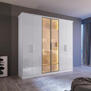 Imagem de Guarda-Roupa Puma Reflecta 100% MDF 6 Portas Bom Pastor, Branco