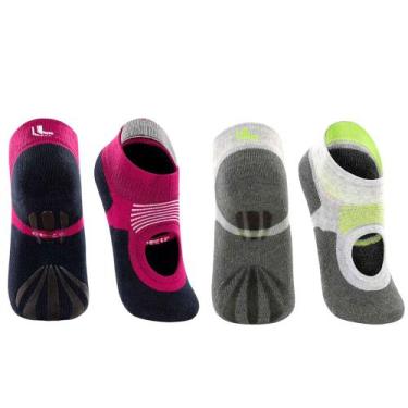 Imagem de Kit 2 Pares Meia Sapatilha Feminina Antiderrapante Lupo Sport Pilates 
